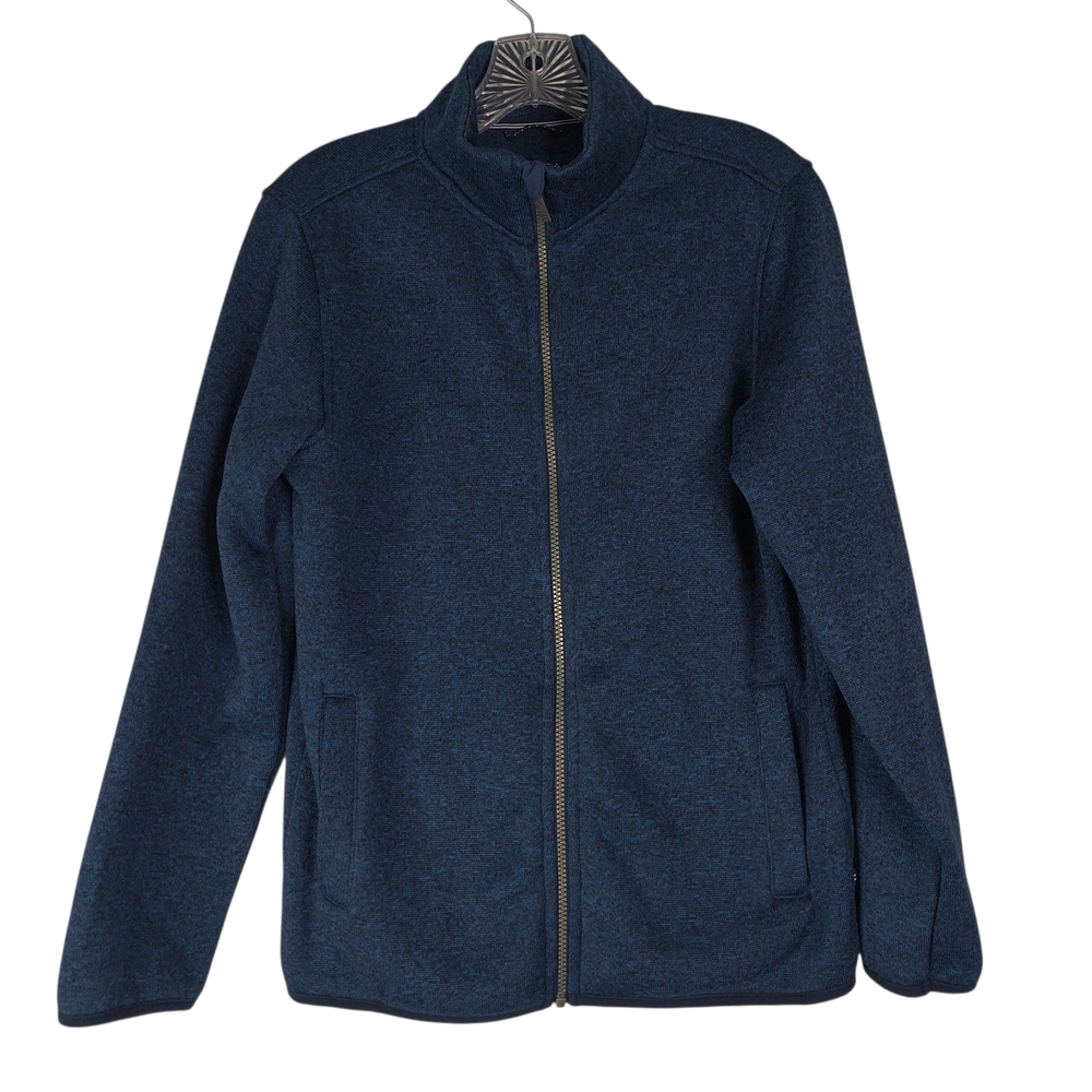 Nautica Jacket Boys L 14/16 Blue Zip Up Performance Fleece Nautex Long Sleeve